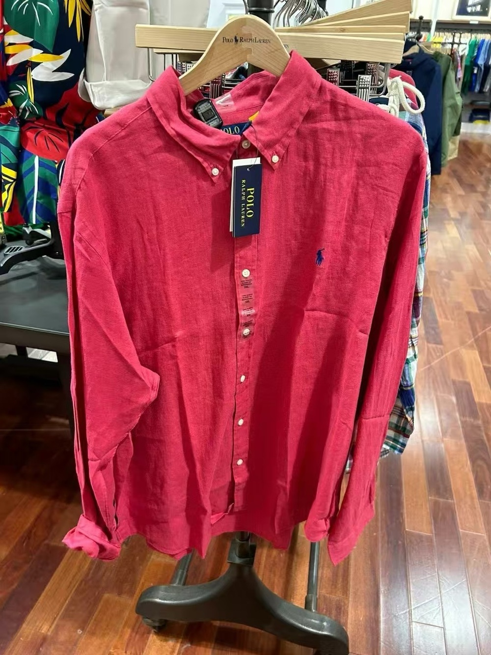 Polo by Ralph Lauren Men's Pink-Red Button-Down Linen Shirt NWT